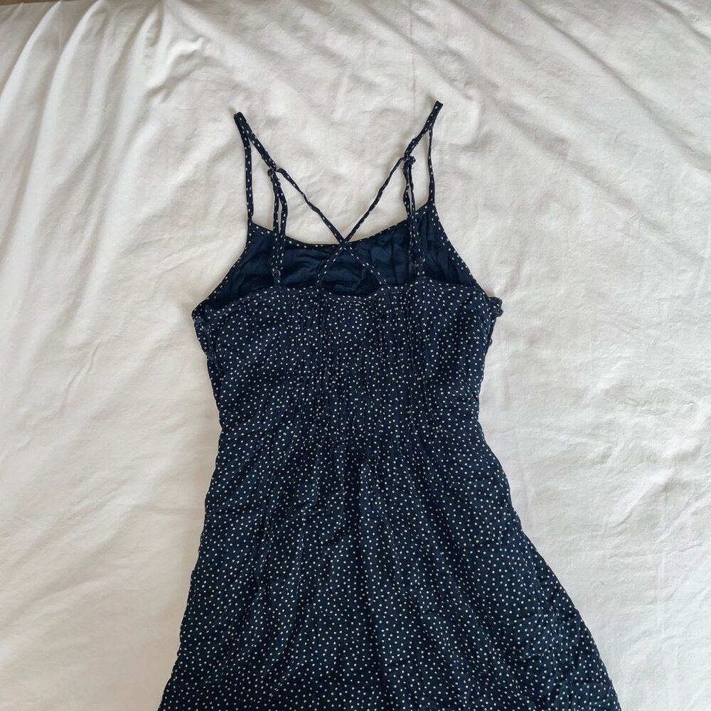 Abercrombie and Fitch Navy Blue Polka Dot Babydoll Mini Dress - Picture 3 of 5